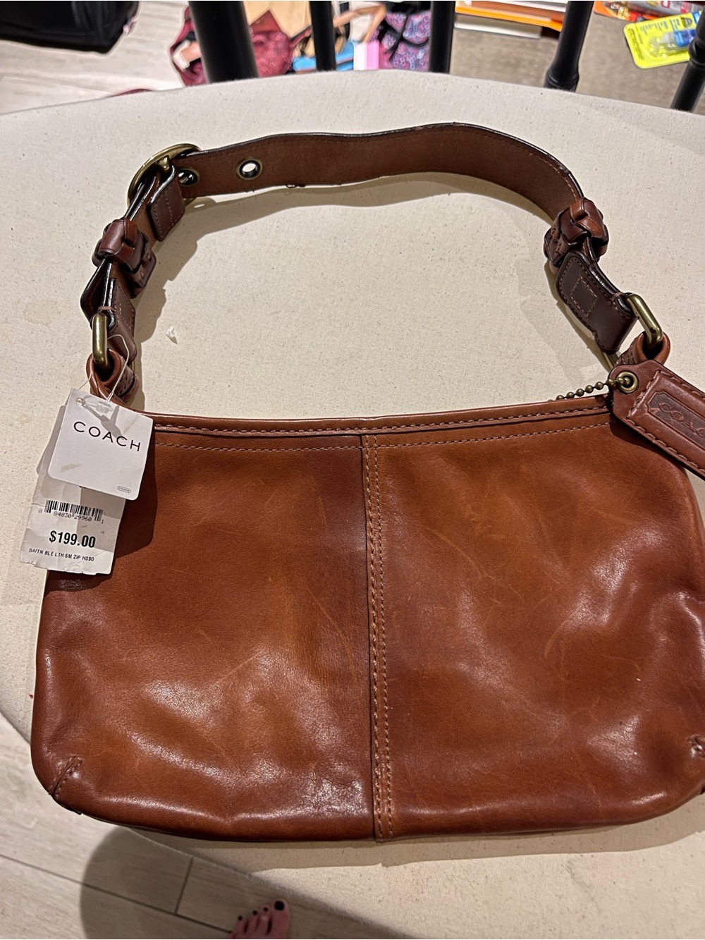 Vintage Y2K Coach Bleeker small Tan Leather Shoulder Hobo Bag with Brass Accents - Picture 12 of 12